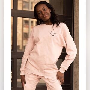 Jo+Jax Dance Oversized Pullover Crewneck Sweatshirt Baby Pink Medium Adult